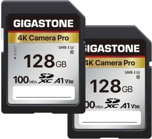 Gigastone 128GB 2-Pack SD Card A1 V30 SDXC Memory Card - 4K Camera Pro - Picture 1 of 7