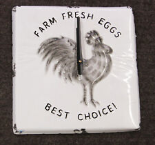  NEW FARMERS MARKET ROOSTER MOTIF 12 " KITCHEN CLOCK WITH DISTRESSED EDGES