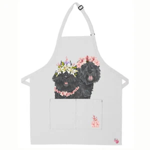 Bouvier des Flandres Floral Apron Two Pocket Bib Apron with Adj Neck - Picture 1 of 1