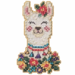 Little Llama Counted Cross Stitch Kit Mill Hill 2023 Spring Bouquet MH182316 - Picture 1 of 1