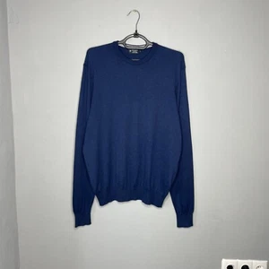 Hackett London Mens Blue Cotton Cashmere Blend Crewneck Sweater Size XL - Picture 1 of 7