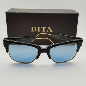 DITA Womens 19014-B-BLK-55 Blue Gold Matte Black Acetate Traveller Sunglasses - Picture 1 of 14