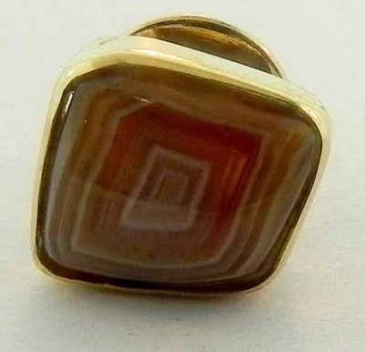 18K Yellow Gold - Mexican Natural Agate Men's Tie Tack Pin - Image 1 of 3