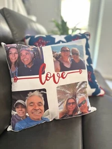 Personalisiertes Fotokissen Liebe Pfeil Collage - Bild 1 von 1