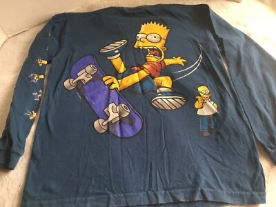 Vintage The Simpsons Bart Simpson Long Sleeve T-Shirt Blue 2003 Homer Size Large - Image 1 of 4