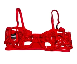 Victoria's Secret Very Sexy Strappy Unlined Balconet Bra Lipstick Red Floral NWT - Picture 1 of 4