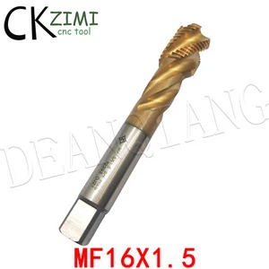 MF16X1.5 4Flutes CNC Stainless steel titanium plated 16mm HSS Spiral Flute Taps  - Picture 1 of 9