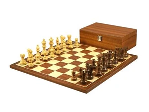 16 Inch Mahogany Chess Set Flat Board 3 Inch Weighted Sheesham Staunton Pieces - Picture 1 of 10