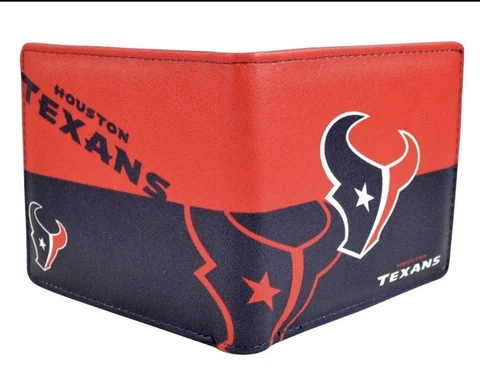 NFL Houston Texans Men's Printed Logo Leather Bi-Fold Wallet FOOTBALL TEAMS USA Cover