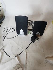Two Wired eMachines Speakers SP-30A w/ Wall Hang Capability + HB-208C Power Cord - Picture 1 of 6