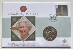 British Elizabeth II 2012 Diamond Jubilee Ten Dollar Coin FDC Fiji [27212] - Bild 1 von 4