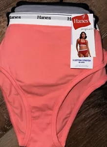 Hanes Originals ~ 3-Pair Womens Hi-Legs Underwear Panties Cotton Blend ~ M/6 - Picture 1 of 4