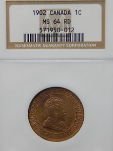 1902 NGC MS64 RD RED Canada 1 CENT #BT-125 - Picture 1 of 4