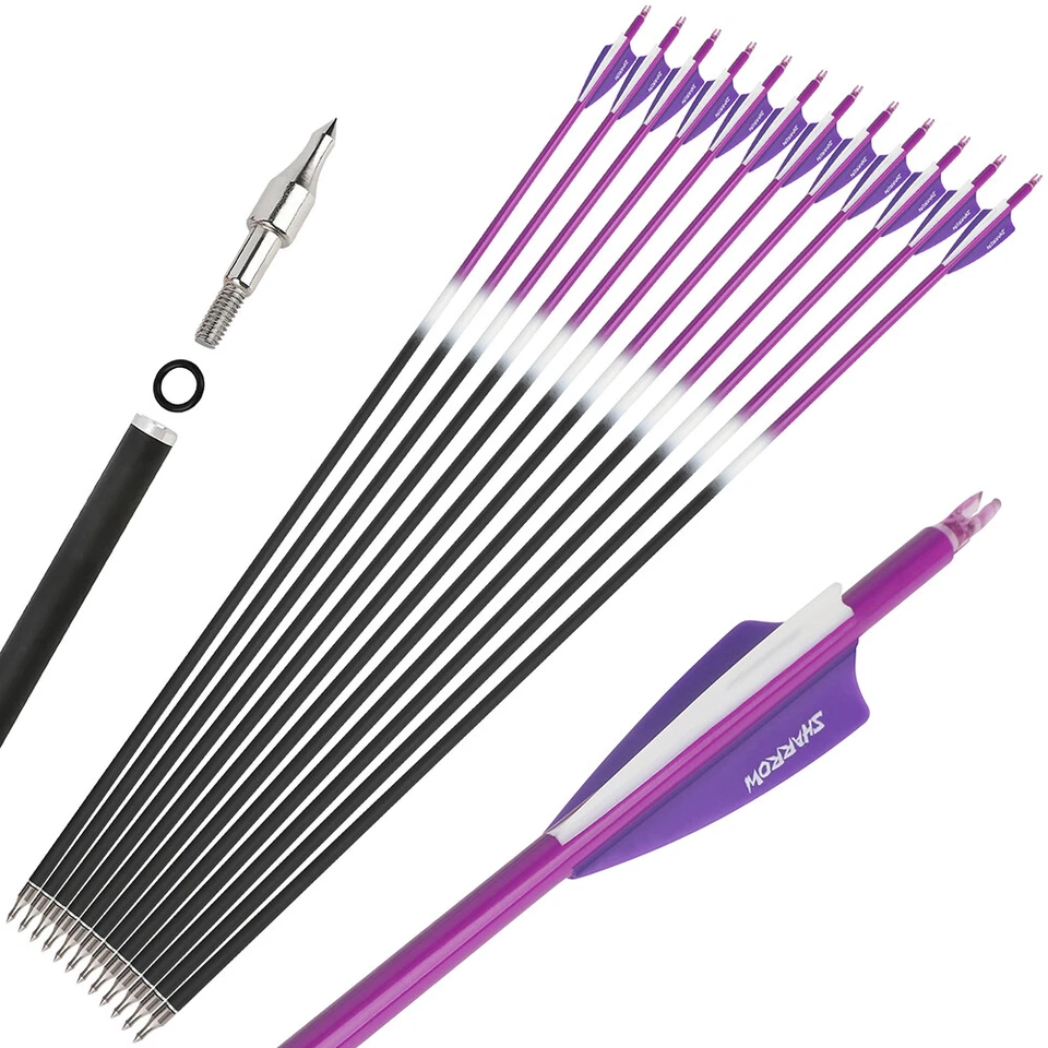 30" Carbon Arrows Archery SP500 Vanes Screw Tips Recurve Bow Compoundbow Hunting - Image 1 of 4