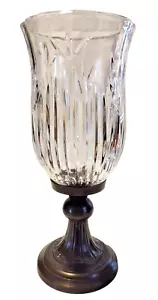 Candelabro de cristal cortado a mano con base de metal cepillado - Imagen 1 de 6