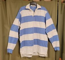 Mens Polo Shirt Blue White Striped Finish Line FINL 365 Long Sleeve   X Large 