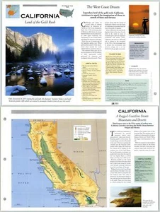 California - North America - Atlas Of The World Fact File Fold-Out Page - Picture 1 of 1