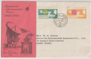 HONG KONG: 1965 INTERNATIONAL TELECOMMUNICATION UNION SCOTT # 223-224 FDC - Picture 1 of 2