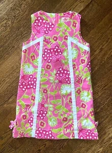 LILLY PULITZER ORIGINALS Girls 10 Floral Pink Green Shift Dress - Picture 1 of 4