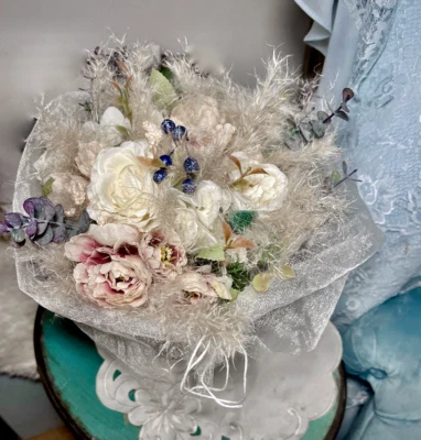 Brautstrauß  Hochzeit Tischdekoration Pampasgras Brautjungfernstrauß mit Topf - Bild 1 von 4