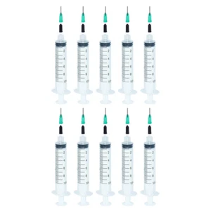 10cc/10ml Syringe 18G 1/2" Blunt Dispensing Needle Glue Pack of 10 - Picture 1 of 8