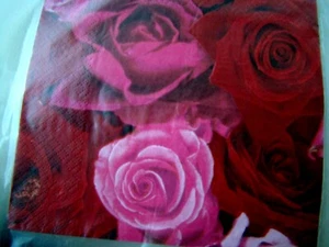 S28 SERVIETTENTECHNIK 1 Stk Serviette 4x BLUMENMOTIVE Anleitung im Text Malkunst - Bild 1 von 4