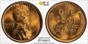 1927 Superb Gem BU Lincoln Cent ~ PCGS MS66RD ~ TrueView - Picture 1 of 5