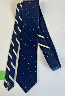 Corbata Stafford Tailored Culture (LSX) 7028 azul blanco lunares y rayas 100 % seda Foto 1 de 4