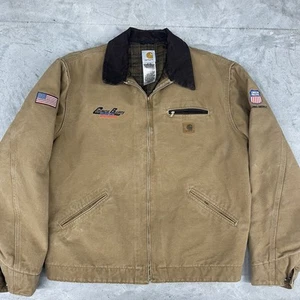 VTG Y2K CARHARTT J97 USA Men's XL Tall Brown Blanket Lined Detroit Work Jacket - Picture 1 of 9