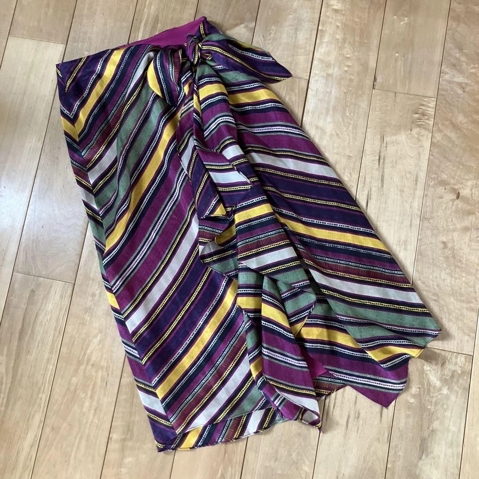 Falda envolvente a rayas de seda forrada multicolor XS Lauren Ralph Lauren sin usar Foto 1 de 4