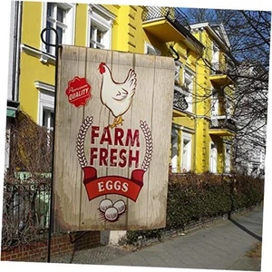 Welcome Garden Flag Vintage Farm Cartoon Animals Chicken 12x18in eggCSH0458 - Picture 1 of 7