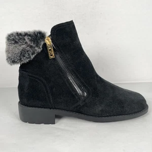 Cole Haan Boots Womens Size 8 Black Suede Waterproof Faux Fur Zip Winter Shoes - Picture 1 of 10
