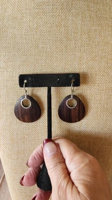 W1845 Silpada Sterling Silver And Wood Earrings Beautiful They Measure 1.62"  - Image 1 of 4