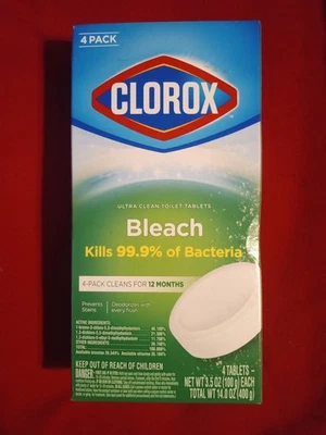 Clorox отбеливатель ультра чистый автоматический унитаз чаша очиститель таблетки 3,5 унций 4 упаковки - Изображение 1 из 2