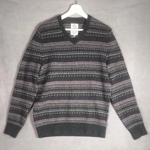 Melka Sweden Fair Isle V-Neck Pullover Pulli, Gr. M, Lammwolle, Blau, Braun - Bild 1 von 10