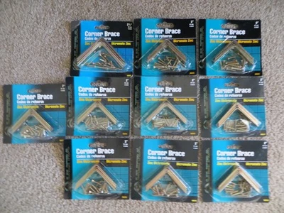 LOT OF (10) PACKAGES NEW 2" CORNER BRACES - EACH PACKAGE HAS (4) BRACES - ZINC - Image 1 of 4