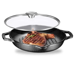Padelle in Ghisa Smaltata - Padelle Grill Rotonde da 10 Pollici per Piani Cottura con Gl... - Foto 1 di 6