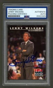 Lenny Wilkens Signed 1992 SkyBox USA Card #97 (PSA) Olympic USA Basketball Coach - Picture 1 of 2