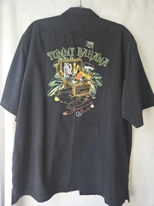 Tommy Bahama Silk Embroidered Black Button Up Shirt Size XL - Picture 1 of 12