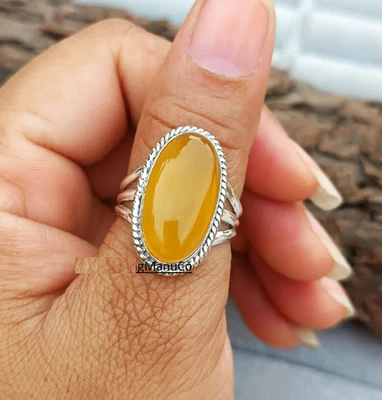 Citrine Ring 925 Starling Silver, Handmade Statement Birthday Ring All Size R389 - Image 1 of 4
