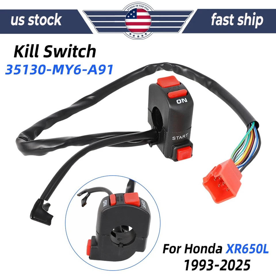 For Honda 1993-2025 XR650 XR650L Kill Switch Replace 35130-MY6-A91 On/Off Switch Foto 1 de 4