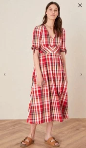 Monsoon Check Midi Dress Organic Cotton Size 22 - Picture 1 of 9