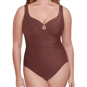 Miraclesuit Must Haves Escape Underwired Shaping Swimsuit Brown Women's 20W NWOT - Picture 1 of 7
