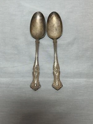 1847 Rogers Bros. A1 Silver Plated Set Of 2 Serving Spoons 8 1/4” Grape Design - Image 1 of 4