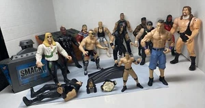 Lot Of 14 WCW WWE Wrestling Figures Jakks Pacific 1998 99 2000s And Accessories - Picture 1 of 24