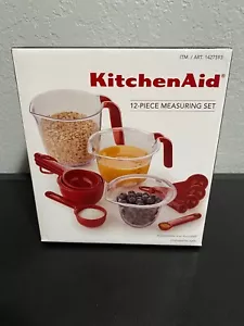 NEW Red KitchenAid 12 Piece Measuring Cups and Spoons Set Great for College/Home - Picture 1 of 6