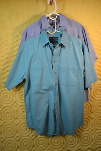 LOT OF 2 Roundtree & Yorke Peached Twill m Men's Short-Sleeve Button-Up Shirt - Picture 1 of 8