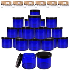 10oz/300g/300ml (36pcs) High Quality Acrylic Container Jars - Blue w/Black Lid - Picture 1 of 7