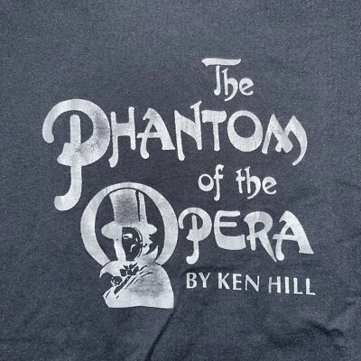 80s THE PHANTOM OF THE OPERA Ken Hill Original Stage Musical Black T-Shirt Large - Image 1 of 4