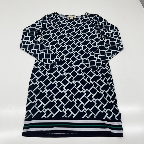 Abito donna Michael Kors nero e verde design geometrico midi shift taglia media